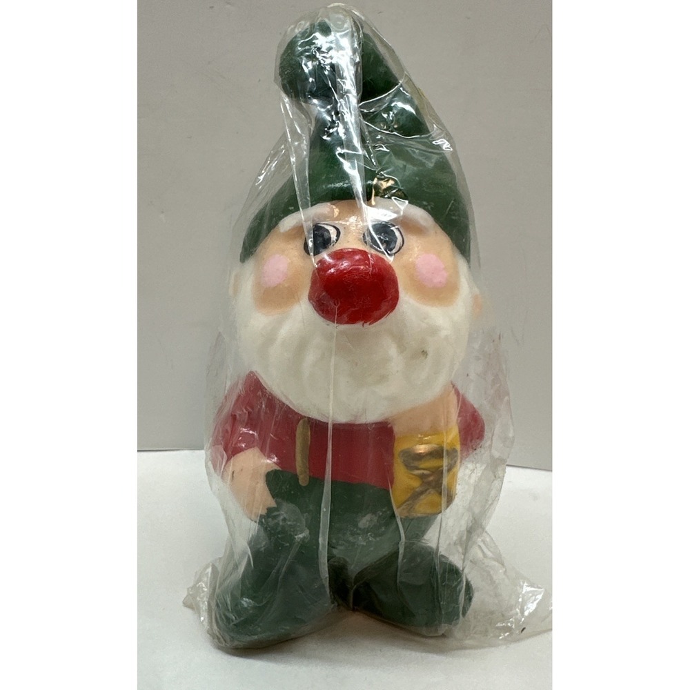 Interpur Wax Elf Gnome Figure Candle Christmas Santa Holiday 5" Unlit Retro VTG